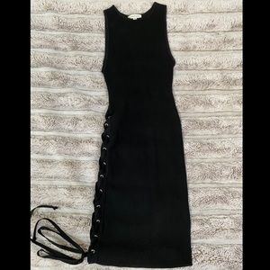 Black Bodycon Criss Cross Tie Dress